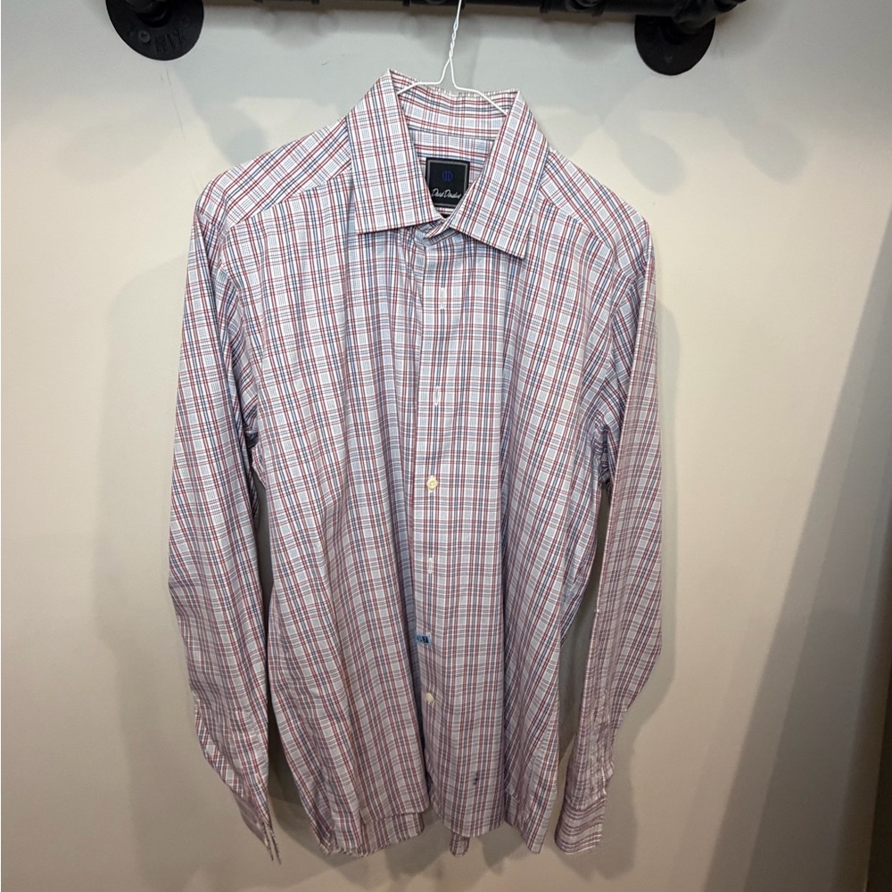 David Donahue Men’s Red Plaid Button-Down Shirt